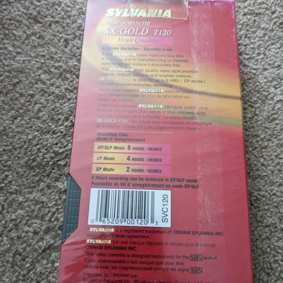 Sylvania SX-Gold Blank VHS Tape T120 Sealed Videocassette - Picture 2 of 2